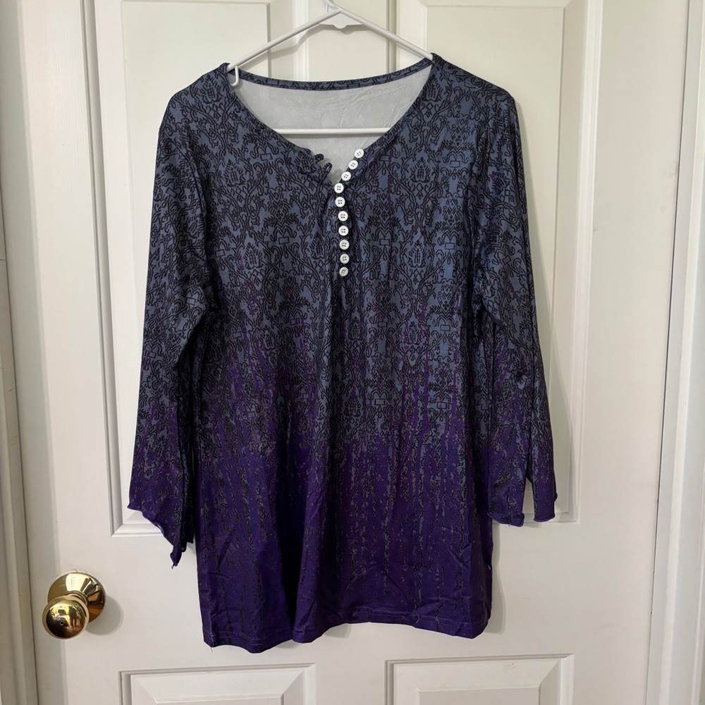 Chic Purple and Black Women's Tunic